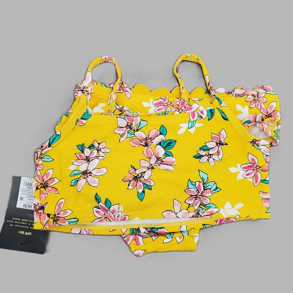 Art Class Girls Size XS 4/5 Two Piece Bikini Yellow Pink Floral UPF 50+ New - Picture 4 of 8